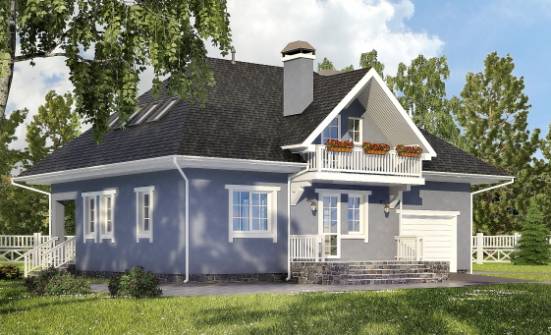 200-001-П Проект двухэтажного дома мансардой и гаражом, уютный дом из газосиликатных блоков Мончегорск | Проекты домов от House Expert