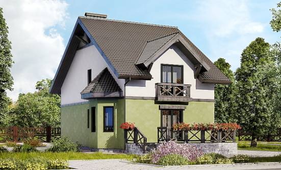 120-003-П Проект двухэтажного дома мансардой, компактный дом из поризованных блоков Мурманск | Проекты домов от House Expert