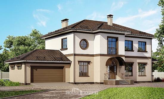 290-004-Л Проект двухэтажного дома и гаражом, просторный загородный дом из кирпича Оленегорск | Проекты домов от House Expert