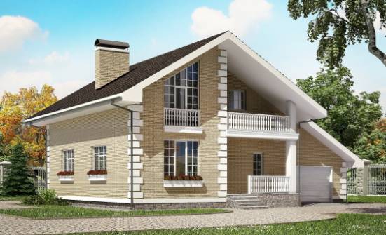 190-005-П Проект двухэтажного дома мансардный этаж, гараж, классический домик из теплоблока Апатиты | Проекты домов от House Expert