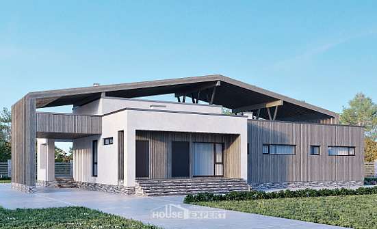 170-011-Л Проект одноэтажного дома, современный домик из кирпича Кандалакша | Проекты домов от House Expert