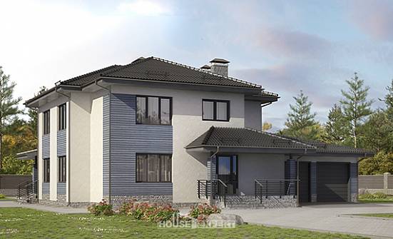 340-005-П Проект двухэтажного дома, гараж, огромный загородный дом из керамзитобетонных блоков Апатиты | Проекты домов от House Expert