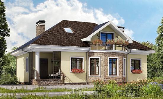 150-008-Л Проект двухэтажного дома с мансардой, компактный дом из твинблока Заполярный | Проекты домов от House Expert