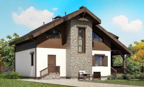 150-004-Л Проект двухэтажного дома с мансардой, небольшой коттедж из пеноблока Мурманск | Проекты домов от House Expert