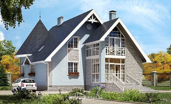 170-003-П Проект двухэтажного дома мансардой, классический загородный дом из поризованных блоков Мурманск | Проекты домов от House Expert