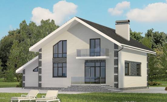 180-001-П Проект двухэтажного дома мансардой, гараж, классический домик из твинблока Апатиты | Проекты домов от House Expert
