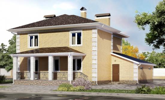220-006-Л Проект двухэтажного дома и гаражом, просторный домик из теплоблока Апатиты | Проекты домов от House Expert