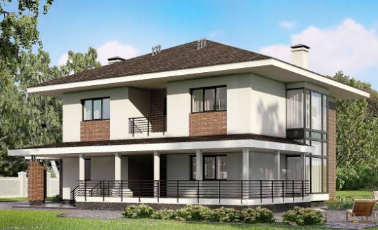 275-002-П Проект двухэтажного дома, гараж, красивый домик из кирпича Оленегорск | Проекты домов от House Expert