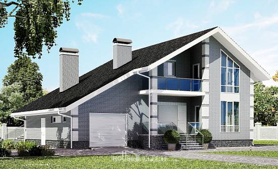 190-006-Л Проект двухэтажного дома мансардный этаж и гаражом, уютный домик из газобетона Оленегорск | Проекты домов от House Expert