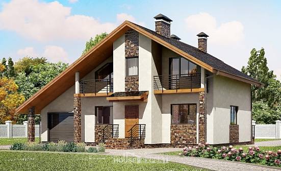 180-008-Л Проект двухэтажного дома мансардный этаж, гараж, просторный коттедж из твинблока Мурманск | Проекты домов от House Expert