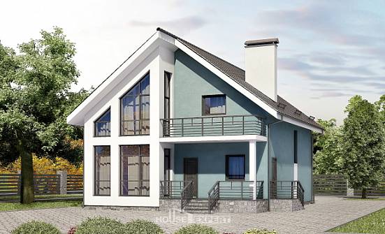 170-006-П Проект двухэтажного дома мансардный этаж, бюджетный домик из газосиликатных блоков Апатиты | Проекты домов от House Expert