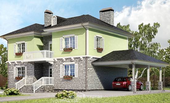 155-006-П Проект двухэтажного дома, гараж, бюджетный загородный дом из газобетона Ковдор | Проекты домов от House Expert