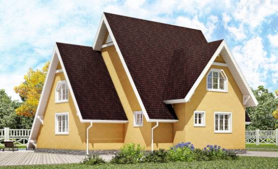 155-008-П Проект двухэтажного дома с мансардой, доступный домик из дерева Кандалакша | Проекты домов от House Expert