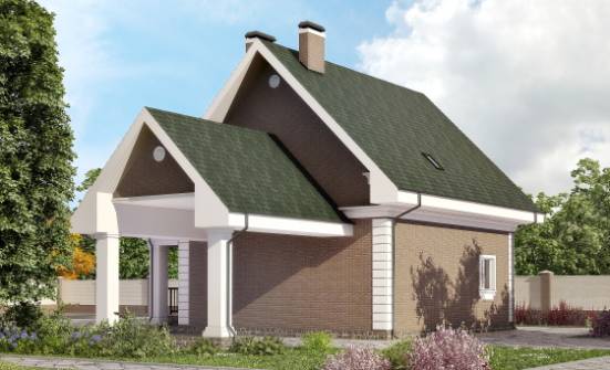 140-003-П Проект двухэтажного дома с мансардой, гараж, небольшой загородный дом из керамзитобетонных блоков Кандалакша | Проекты домов от House Expert