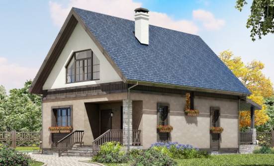 130-003-П Проект двухэтажного дома с мансардой, доступный домик из теплоблока Апатиты | Проекты домов от House Expert