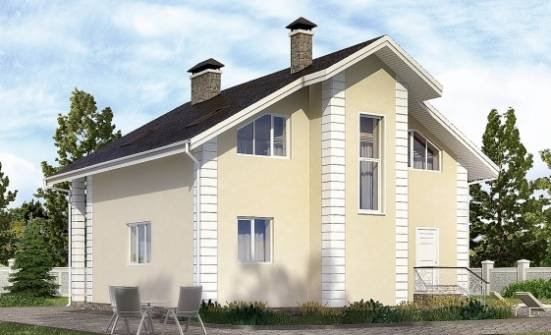 150-002-Л Проект двухэтажного дома с мансардой, гараж, экономичный домик из блока Оленегорск | Проекты домов от House Expert