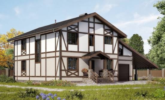 250-002-П Проект двухэтажного дома мансардой, гараж, простой домик из кирпича Оленегорск | Проекты домов от House Expert