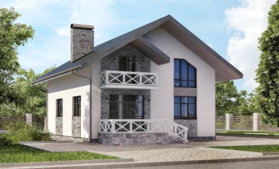 155-001-Л Проект двухэтажного дома с мансардой и гаражом, доступный загородный дом из пеноблока Мончегорск | Проекты домов от House Expert
