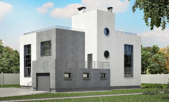 255-001-П Проект двухэтажного дома и гаражом, классический дом из бризолита Мурманск | Проекты домов от House Expert