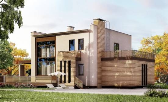 220-003-Л Проект двухэтажного дома, гараж, простой дом из газобетона Мончегорск | Проекты домов от House Expert
