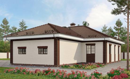 160-015-П Проект одноэтажного дома и гаражом, простой дом из твинблока Мончегорск | Проекты одноэтажных домов от House Expert