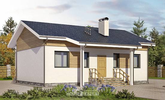 080-004-П Проект одноэтажного дома, маленький загородный дом из блока Мончегорск | Проекты домов от House Expert