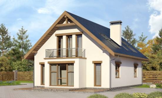 155-012-П Проект двухэтажного дома мансардой, компактный домик из бризолита Апатиты | Проекты домов от House Expert
