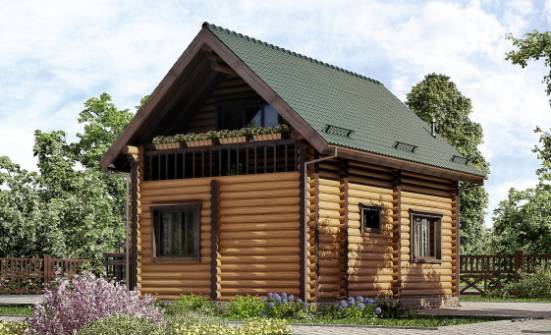 080-003-П Проект двухэтажного дома с мансардой, скромный дом из бревен Мончегорск | Проекты домов от House Expert