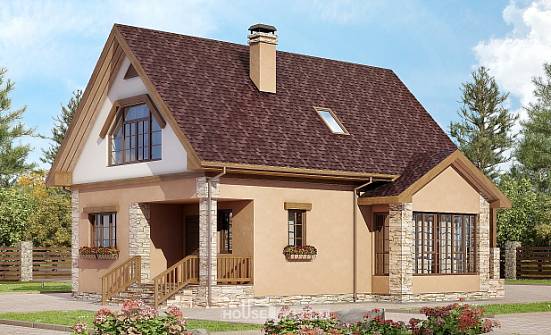 140-002-П Проект двухэтажного дома мансардный этаж, доступный загородный дом из газосиликатных блоков Оленегорск | Проекты домов от House Expert