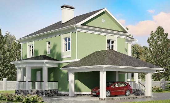170-001-Л Проект двухэтажного дома, гараж, недорогой домик из бризолита Кандалакша | Проекты домов от House Expert