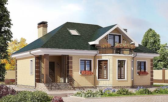 150-013-Л Проект двухэтажного дома мансардный этаж, бюджетный дом из кирпича Мурманск | Проекты домов от House Expert
