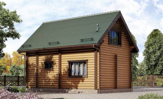 080-003-П Проект двухэтажного дома с мансардой, скромный дом из бревен Мончегорск | Проекты домов от House Expert
