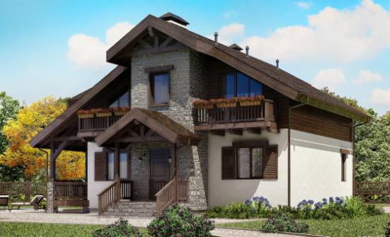 150-004-Л Проект двухэтажного дома с мансардой, небольшой коттедж из пеноблока Мурманск | Проекты домов от House Expert