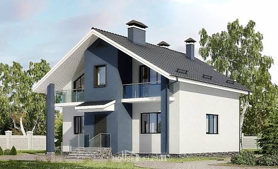 150-005-П Проект двухэтажного дома с мансардным этажом, доступный дом из теплоблока Заполярный | Проекты домов от House Expert
