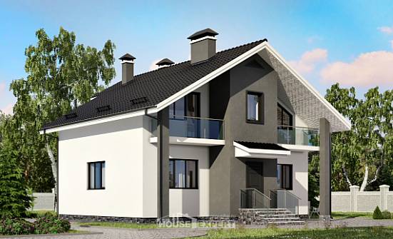 150-005-Л Проект двухэтажного дома с мансардным этажом, скромный домик из пеноблока Кандалакша | Проекты домов от House Expert