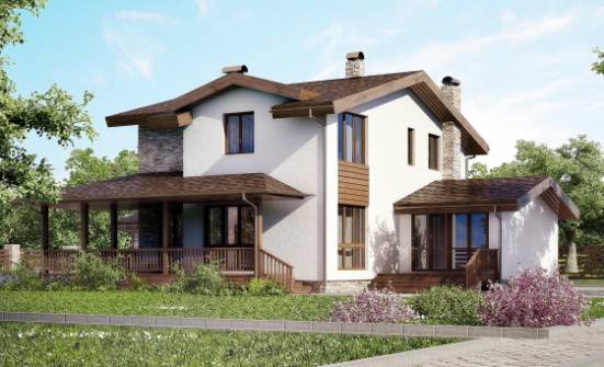 220-001-П Проект двухэтажного дома мансардой, гараж, уютный домик из газобетона Оленегорск | Проекты домов от House Expert