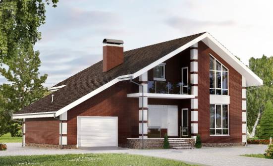 180-001-Л Проект двухэтажного дома мансардой и гаражом, современный загородный дом из газобетона Кандалакша | Проекты домов от House Expert