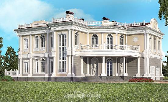 505-001-П Проект двухэтажного дома, гараж, красивый коттедж из бризолита Оленегорск | Проекты домов от House Expert