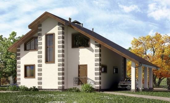 150-003-Л Проект двухэтажного дома мансардный этаж, гараж, простой дом из бревен Ковдор | Проекты домов от House Expert