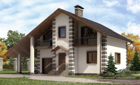 150-003-Л Проект двухэтажного дома мансардный этаж, гараж, простой дом из бревен Ковдор | Проекты домов от House Expert