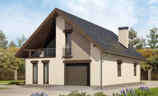 185-005-Л Проект двухэтажного дома с мансардой, гараж, просторный домик из блока Заполярный | Проекты домов от House Expert