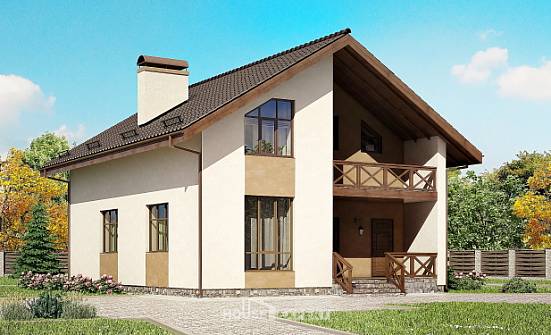 170-002-П Проект двухэтажного дома с мансардой, бюджетный домик из поризованных блоков Кандалакша | Проекты домов от House Expert