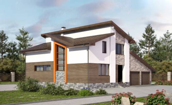 240-004-П Проект двухэтажного дома с мансардой и гаражом, классический дом из блока Мончегорск | Проекты домов от House Expert