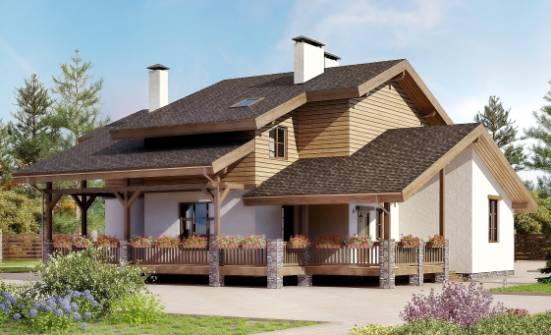 210-006-П Проект двухэтажного дома с мансардой, современный загородный дом из кирпича Мурманск | Проекты домов от House Expert