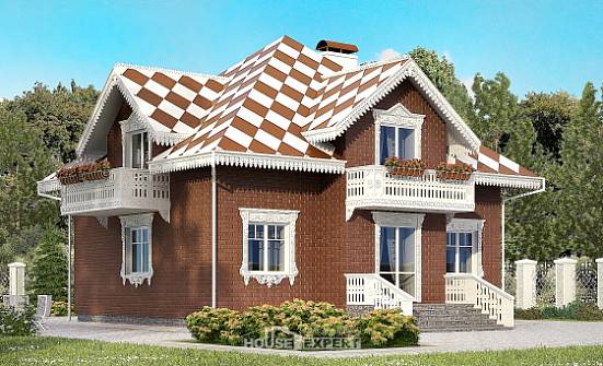 155-003-Л Проект двухэтажного дома мансардой и гаражом, доступный дом из блока Ковдор | Проекты домов от House Expert