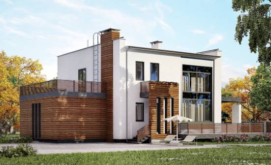 220-003-П Проект двухэтажного дома, гараж, современный загородный дом из теплоблока Кандалакша | Проекты домов от House Expert