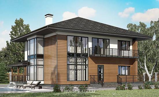 245-001-П Проект двухэтажного дома, современный коттедж из пеноблока Оленегорск | Проекты домов от House Expert