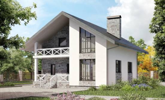 155-001-Л Проект двухэтажного дома с мансардой и гаражом, доступный загородный дом из пеноблока Мончегорск | Проекты домов от House Expert