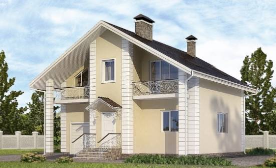 150-002-Л Проект двухэтажного дома с мансардой, гараж, экономичный домик из блока Оленегорск | Проекты домов от House Expert