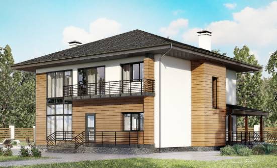 245-001-П Проект двухэтажного дома, современный коттедж из пеноблока Оленегорск | Проекты домов от House Expert